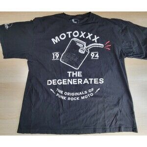 Motoxxx The Degenerates Mens XXL The Originals Punk Rock Moto Black T-Shirt Tee